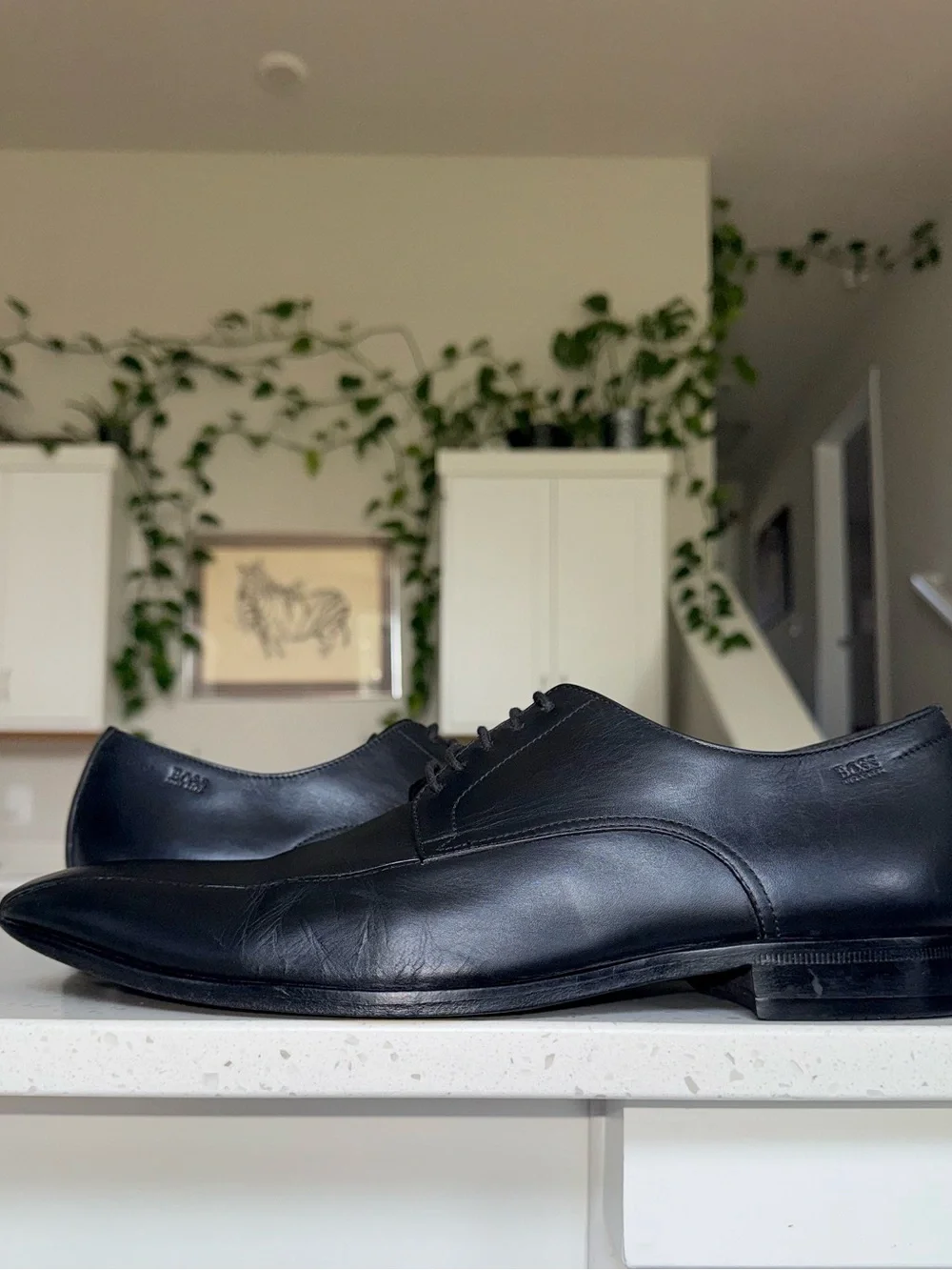 Hugo Boss Black Leather Lace-Up Oxfords